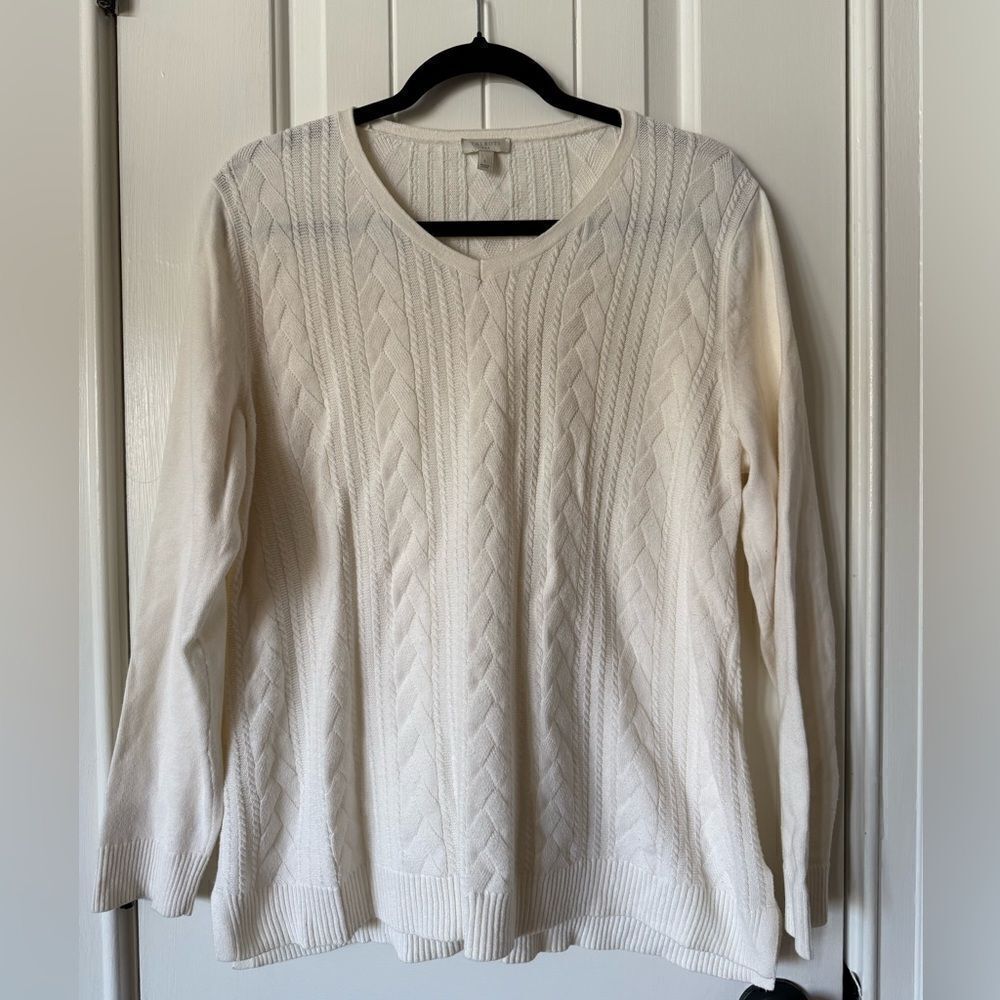 Talbots Cream Cable Knit Sweater Size Large